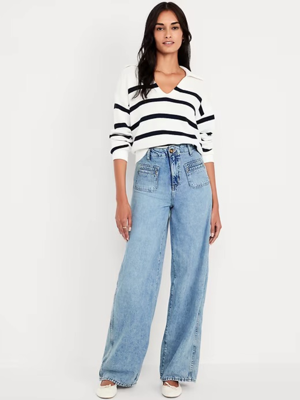 Light Blue Wide-Leg High-Rise Jeans